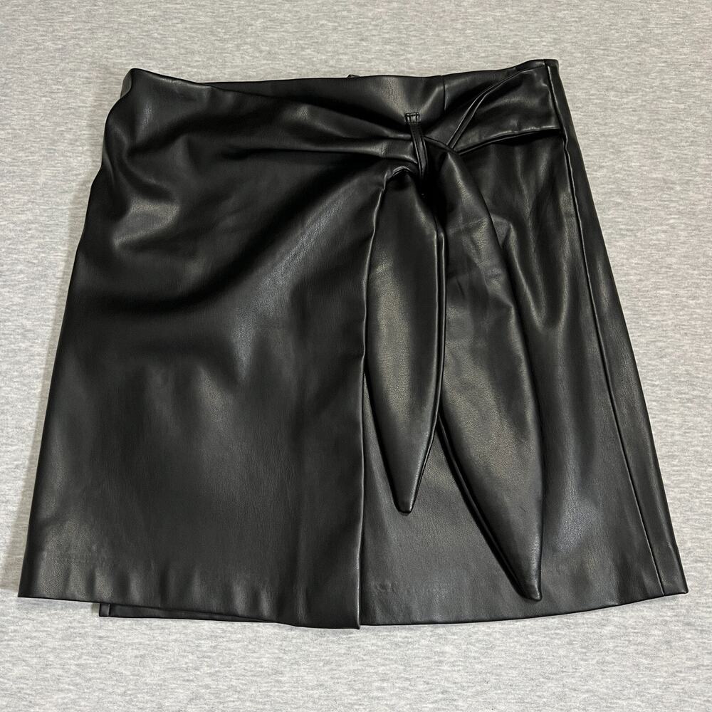 Jason Wu‎ Faux Leather Wrap Skirt Womens Small Black Mini Modern Urban Luxury